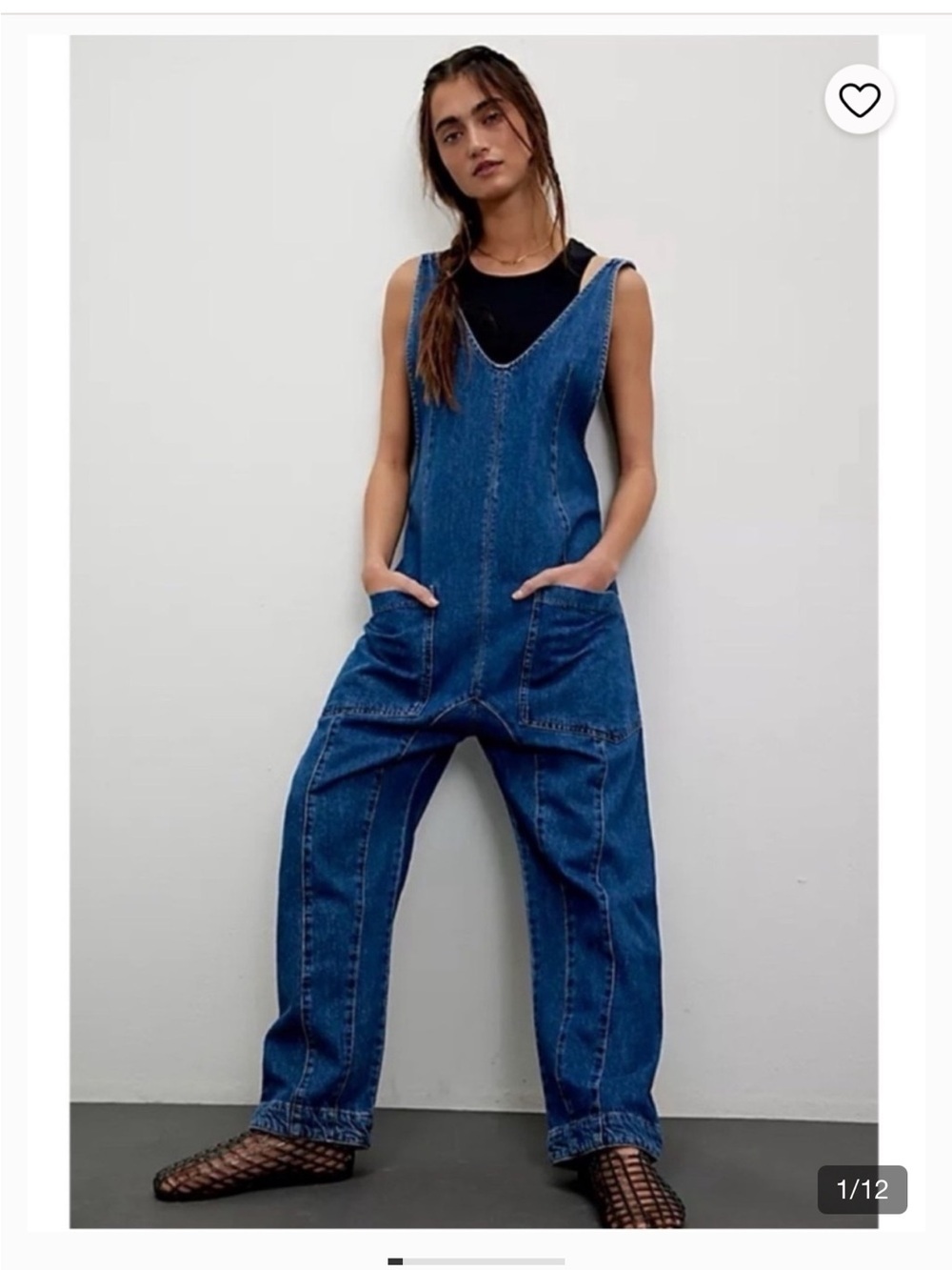 NWT Free People High Roller Denim Jumpsuit In Sapphire Blue